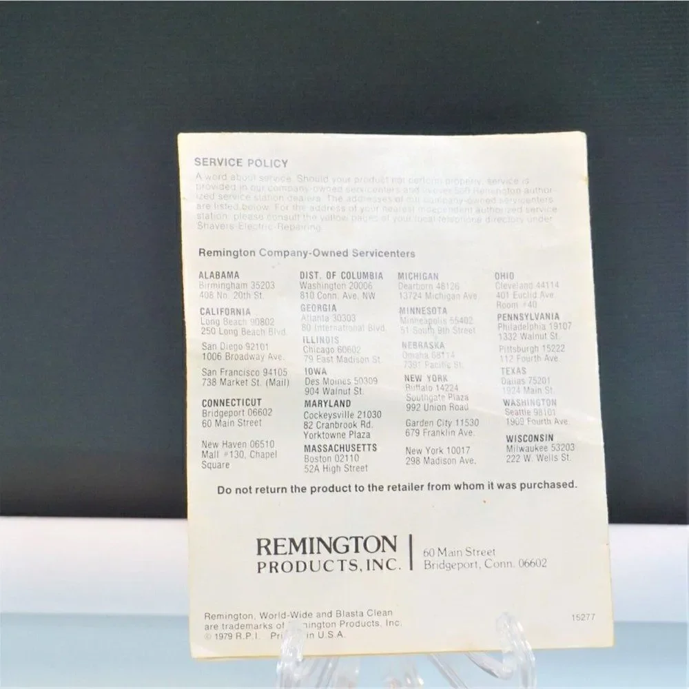 REMINGTON Use and Care Manual Only Triple Head Electric Shaver 1979